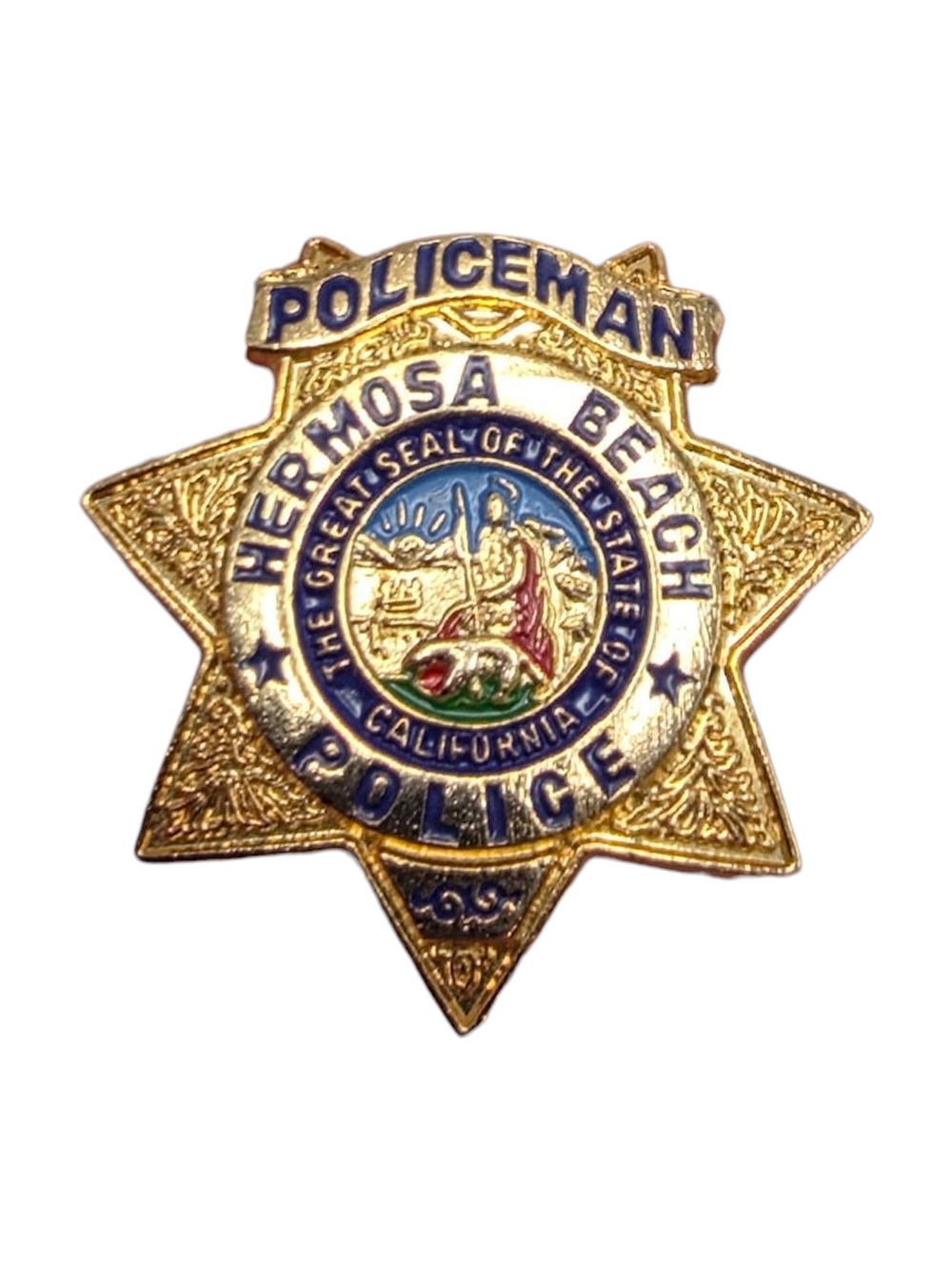 Vintage Policeman Hermosa Beach CA California Police Officer Lapel Pin